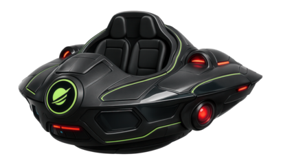 Rotating spaceship ride with blinking lights for space-themed attractions