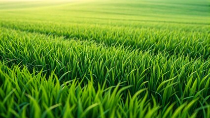 Obraz premium Vibrant green grass field with natural sunlight and lush outdoor landscape 