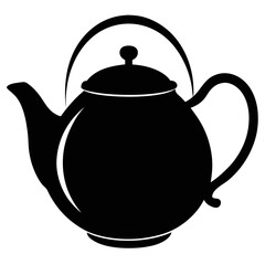 Elegant black silhouette of a classic teapot with a gracefully curved spout