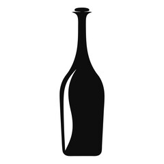 Elegant black silhouette of a long necked wine bottle for beverage branding