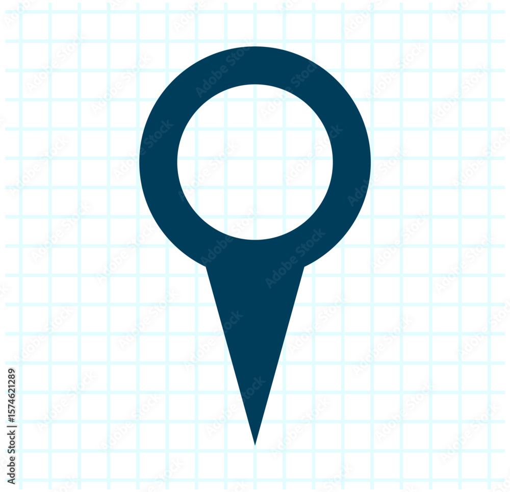 Aufkleber map location pin icon on a grid background representing gps or navigation.