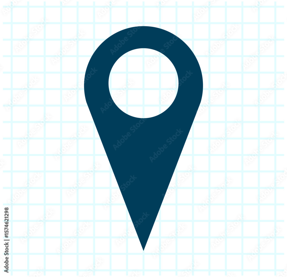 Aufkleber map location pin icon on a grid background representing gps or navigation.
