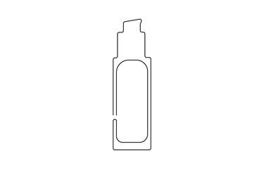 Continuous one line drawing of cosmetic bottle with pump dispenser design, Beauty and fashion concept vector art. Doodle line illustration.