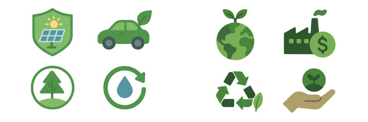 Visual representation of eco-friendly symbols showcasing sustainability and green technologies for a better future