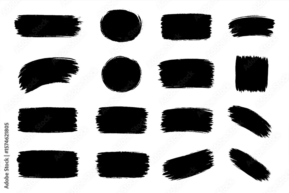 Poster black brush stroke patterns suitable for artistic projects and design work