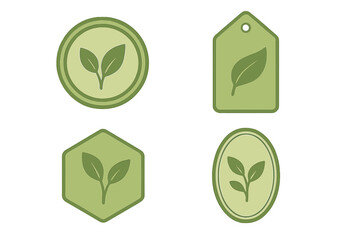 Green leaf icons designed for nature-themed projects and eco-friendly branding use in digital graphics