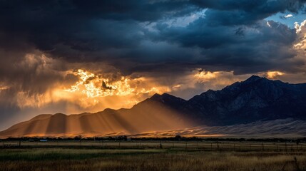 Dramatic sunset over mountains