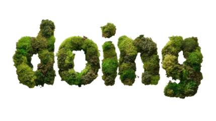  "Doing" Word Formed by Green Moss on Transparent Background
