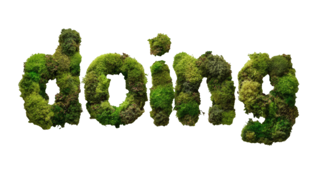  "Doing" Word Formed by Green Moss on Transparent Background - Powered by Adobe