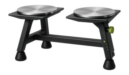 Tabletop wheel alignment stand with rubber feet for stability in small spaces