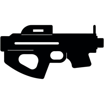 Isolated P90 Submachine Gun Illustration on a Clean White Background