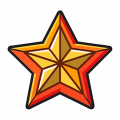 Obraz premium Vector illustration of a shiny golden star award with orange outline for graphic design asset on transparent background