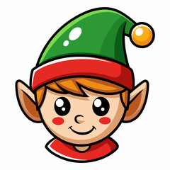 Cute christmas elf cartoon vector illustration holiday season festive character design drawing art on transparent background