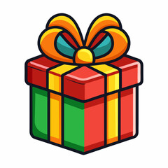 Colorful gift box present with ribbon and bow for birthday christmas or special occasion vector on transparent background