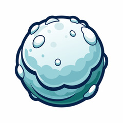 Illustration of a cartoon ice planet with craters vector graphic for creative projects on transparent background