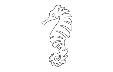 Vector illustration of seahorse smiling underwater black and white drawing For , Vector illustration of seahorse isolated on white background.