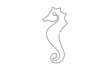 Vector illustration of seahorse smiling underwater black and white drawing For , Vector illustration of seahorse isolated on white background.