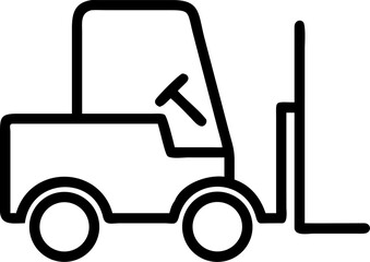 A vector icon showing a forklift truck, a heavy machine used for lifting and transport in industrial and warehouse settings