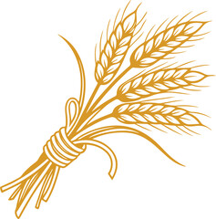 Bundle of Golden wheat tied with rope black, clean vector icon, black stroke bundle of wheat tightly tied with rope, agricultural harvest product symbol for farm goods and labels