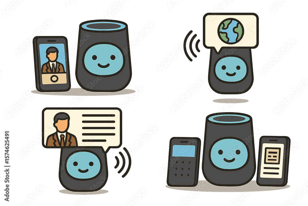 Poster smart speaker technology enhancing communication through voice and digital interactions in everyday 
