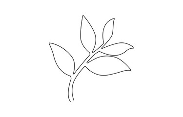 Fototapeta premium Growing sprout. One continuous single line drawing of plant leaf, One continuous line drawing of leaf. Single line art leaf icon.