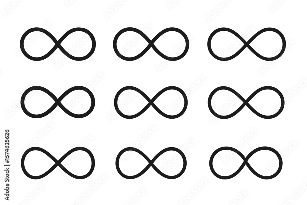 Poster repeated infinity symbols arranged in a grid pattern showcasing a minimalist design and modern aesth