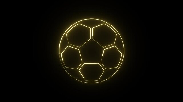 Glowing neon line football with bouncing animation. Sport icon animation HD video isolated on black background. - Powered by Adobe