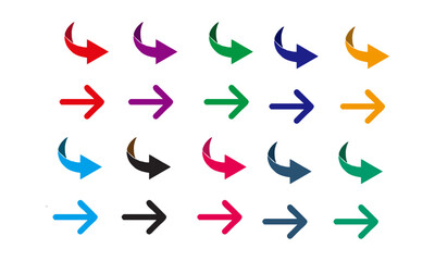 Modern vector illustration of various color arrow icons with a minimalistic style, arrow isolated vector graphic elements, easily editable and scalable.
