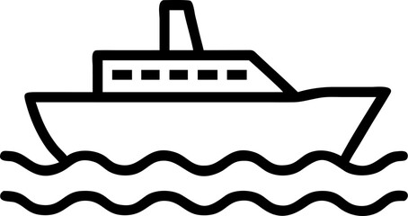 Vector illustration of a cartoon cruise ship in the ocean, ideal for travel and vacation designs