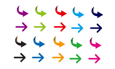 Modern vector illustration of various color arrow icons with a minimalistic style, arrow isolated vector graphic elements, easily editable and scalable.