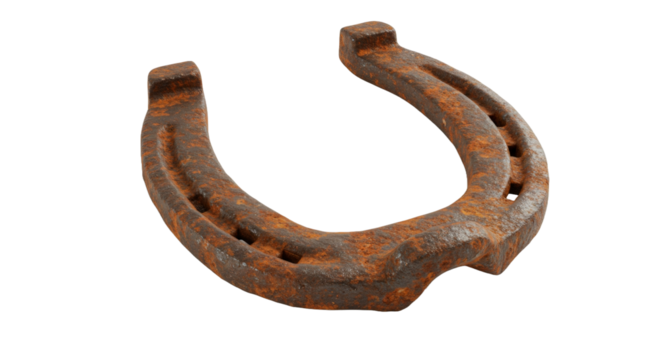 old rusty horseshoe png isolated on transparent background