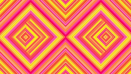 Funky Aztec diamonds bold pink yellow Raster Pattern. Colorful tribal geometrics in neon colors