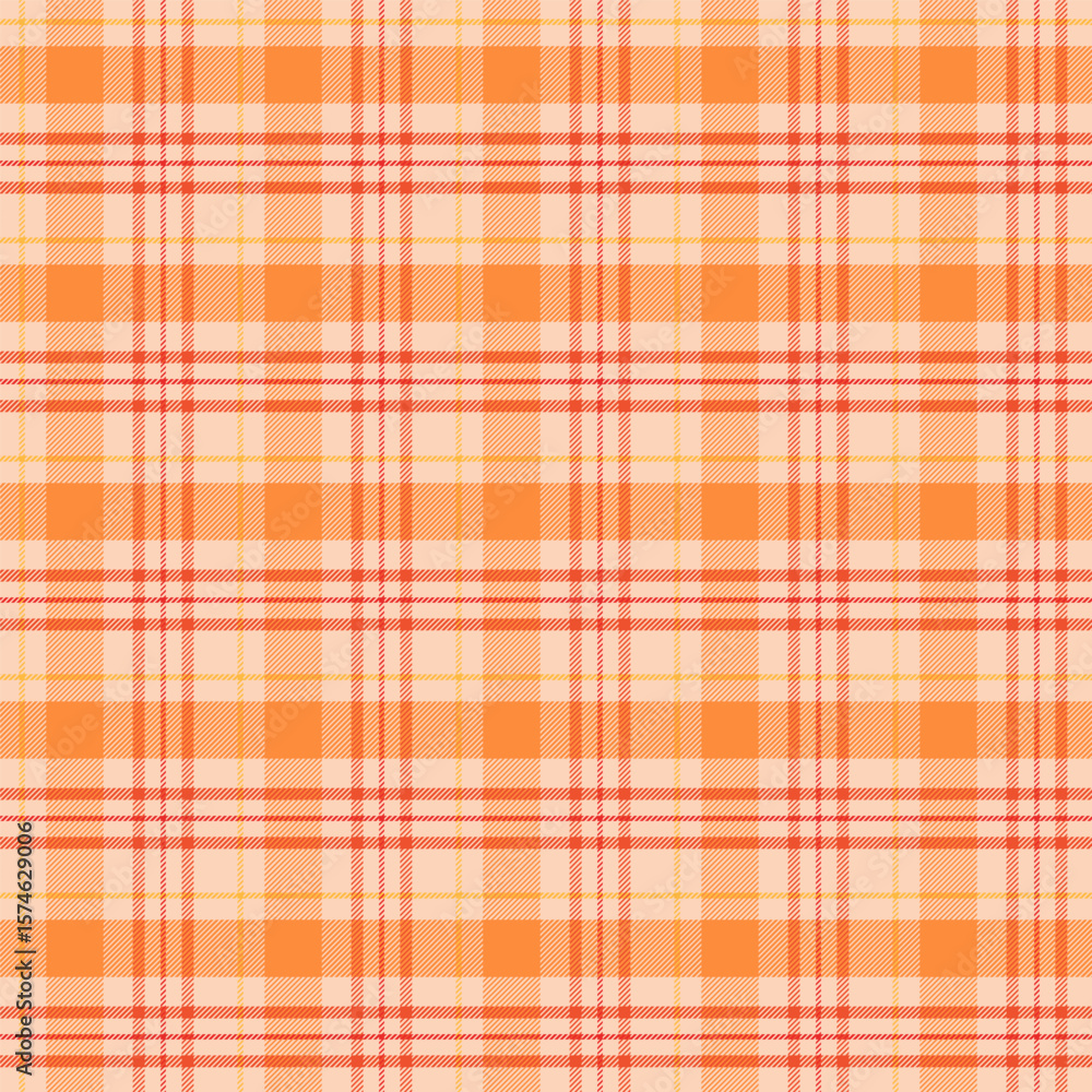 Poster plaid pattern with twill weave in orange yellow red.autumn fall tartan check seamless pattern.vector