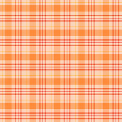 Plaid pattern with twill weave in orange yellow red.Autumn fall tartan check seamless pattern.Vector illustration geometric background for fabric and prints.