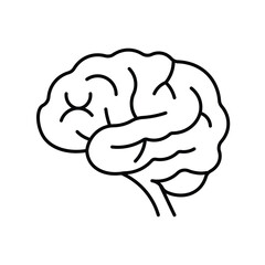 Brain side view icon vector outline of human intelligence organ anatomy symbol for neuroscience education medical illustration isolated design.