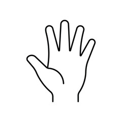 Human hand palm anatomy open fingers body part line icon vector illustration for medical healthcare science education minimal outline design.