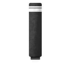 Isolated Dark Gray Bollard with White Stripes on White Background.