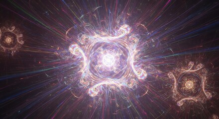 Abstract Cosmic Energy Burst with Geometric Patterns and Streaks of Light