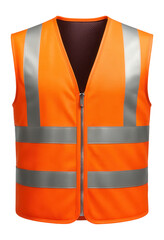 High-visibility orange safety vest with reflective silver stripes and zip closure