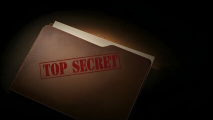 Confidential File Folder Document for Secret Information Spy Surveillance Security Data Paperwork Private Datum Classified Archive Dark Background