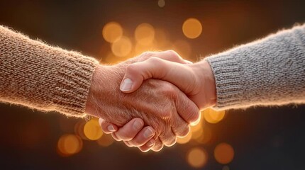 compassionate visual storytelling, intergenerational handshake symbolizing, respect Elderly care and respect motion illustrated through elderly care and respect motion actions reflecting dignity