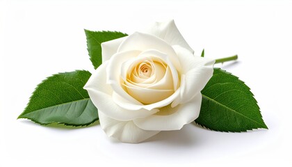 Creamy white rose on white background