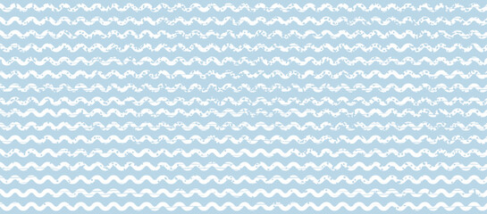 Seamless Wave Pattern, Hand drawn water sea vector background. Wavy beach print, curly grunge paint lines