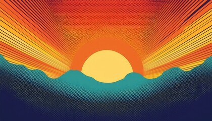 retro poster with a dot gradient background grunge texture and comic noise effect pixelated grain