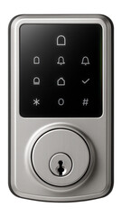Wi-Fi electronic deadbolt with a touchpad interface and matte silver casing