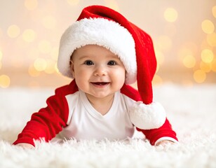 Baby in Santa hat, Christmas cheer