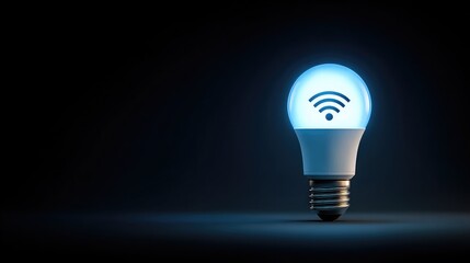 Illuminated lightbulb with wi fi symbol represents smart technology and connectivity