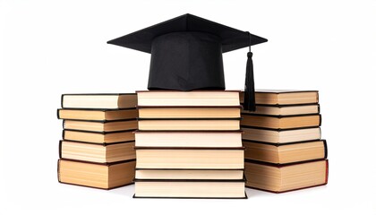 Graduation cap atop books