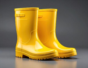 Bright yellow rain boots