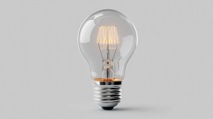 Classic incandescent light bulb glowing warmly against a neutral background